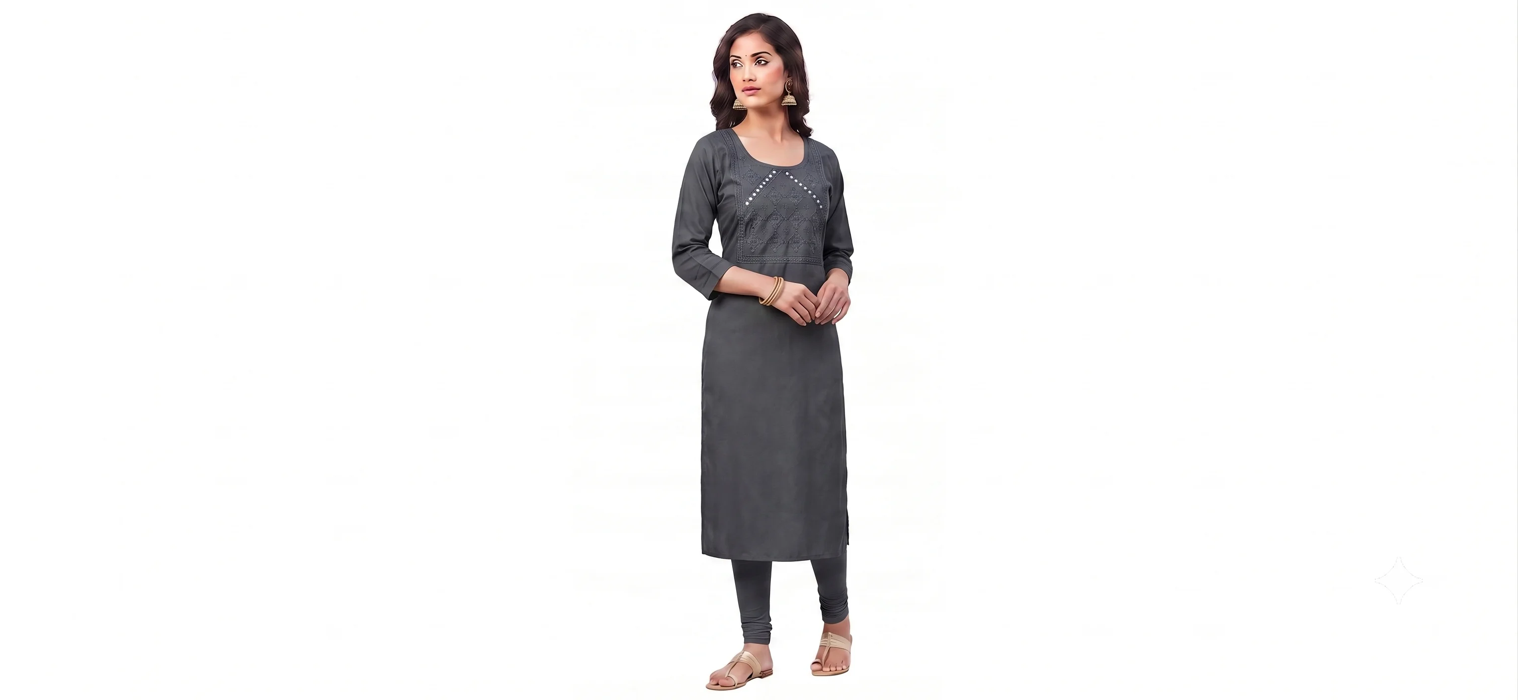 Grey Embroidered Kurti